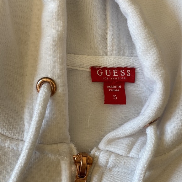 Women’s White Guess Zip Up Hoodie - Picture 2 of 6